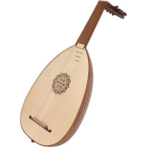 Roosebeck Deluxe 6-Course Lute, 25-Stave Bowl with Padded Gig Bag Rosewood stock photo