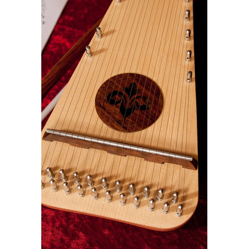 Carved rosette on the soundboard of the Roosebeck soprano psaltery