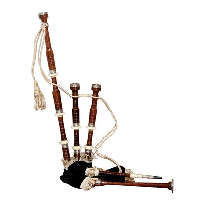 Roosebeck full size Rosewood bagpipe with engraved nickel fittings and black velvet cover