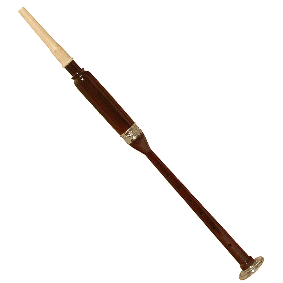 Roosebeck Rosewood bagpipe practice chanter with engraved nickel ferrule and sole
