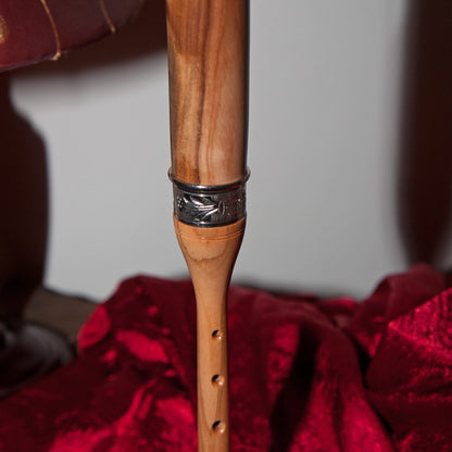Turned detail on the Roosebeck satinwood practice chanter