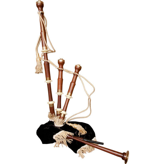 Roosebeck chalice style full size Rosewood bagpipe with brass fittings and black velvet cover