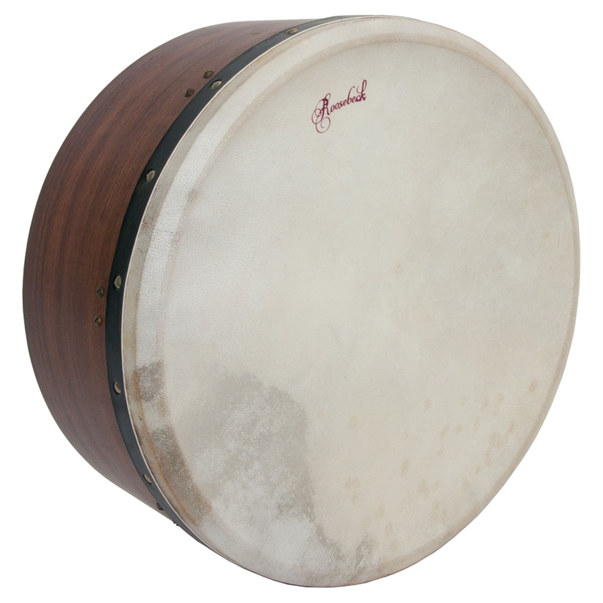 Roosebeck 16" Extra-Deep Tunable Bodhran, Removable Bar Rosewood stock photo