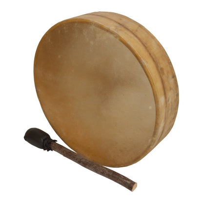 Roosebeck 12 inch antler handle frame drum with calfskin head and leather beater
