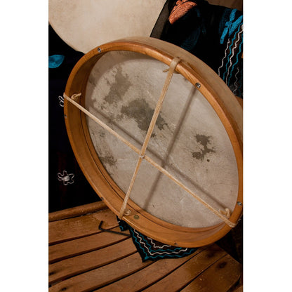 Inside the Roosebeck 16 inch tunable frame drum showing the cross bracing