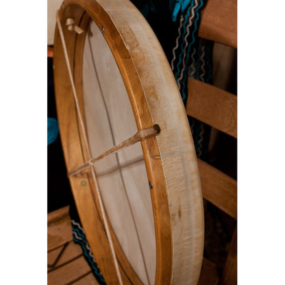 Side view of the Roosebeck 16 inch tunable frame drum showing the frame depth