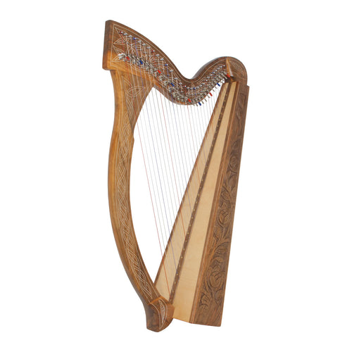 Roosebeck Minstrel Harp — 29-String Chelby Levers Walnut front view
