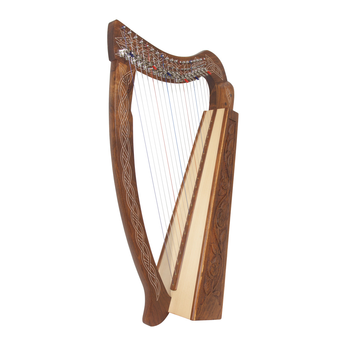 Roosebeck Pixie Harp — 19-String Chelby Levers front view