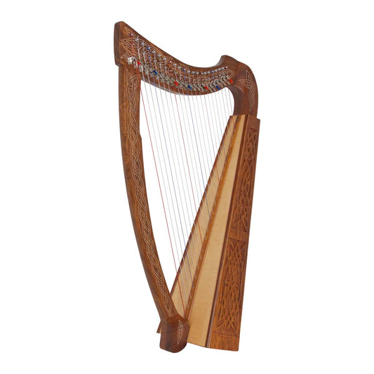 Roosebeck Heather Harp — 22-String Chelby Levers Knotwork front view