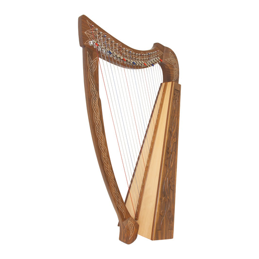 Roosebeck Heather Harp — 22-String Chelby Levers Vine front view