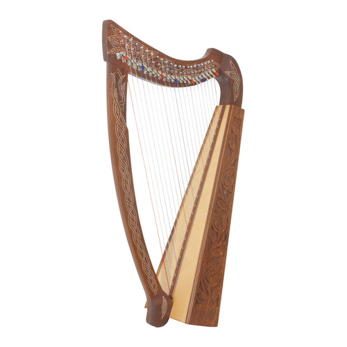 Roosebeck Heather Harp — 22-String Chelby Levers Thistle front view