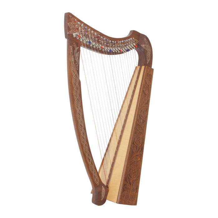 Roosebeck Heather Harp — 22-String Chelby Levers Thistle front view
