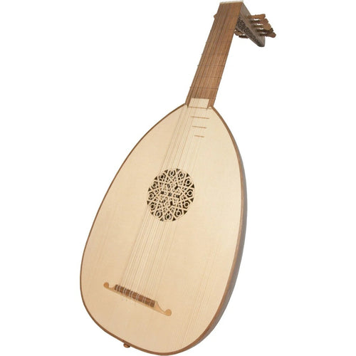 Roosebeck Deluxe 6-Course Lute, 25-Stave Bowl with Padded Gig Bag Walnut stock photo