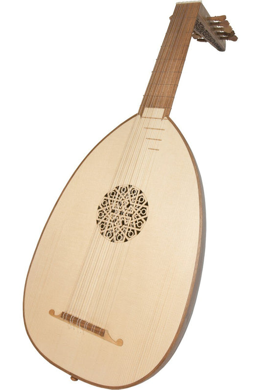 Roosebeck Deluxe 6-Course Lute, 25-Stave Bowl with Padded Gig Bag Walnut stock photo