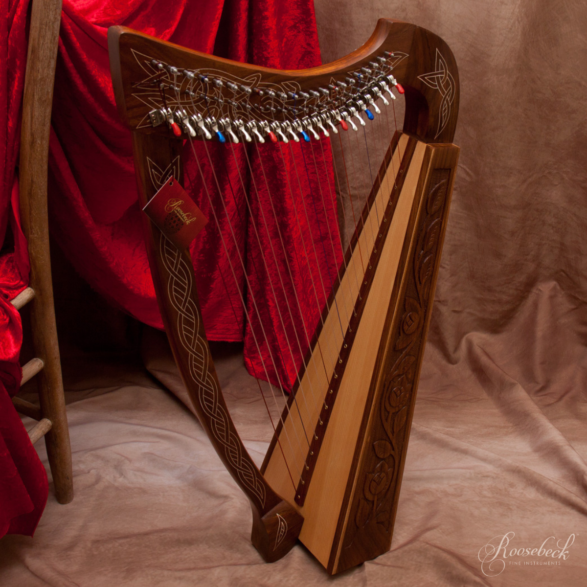 Roosebeck Heather Celtic Harp front 