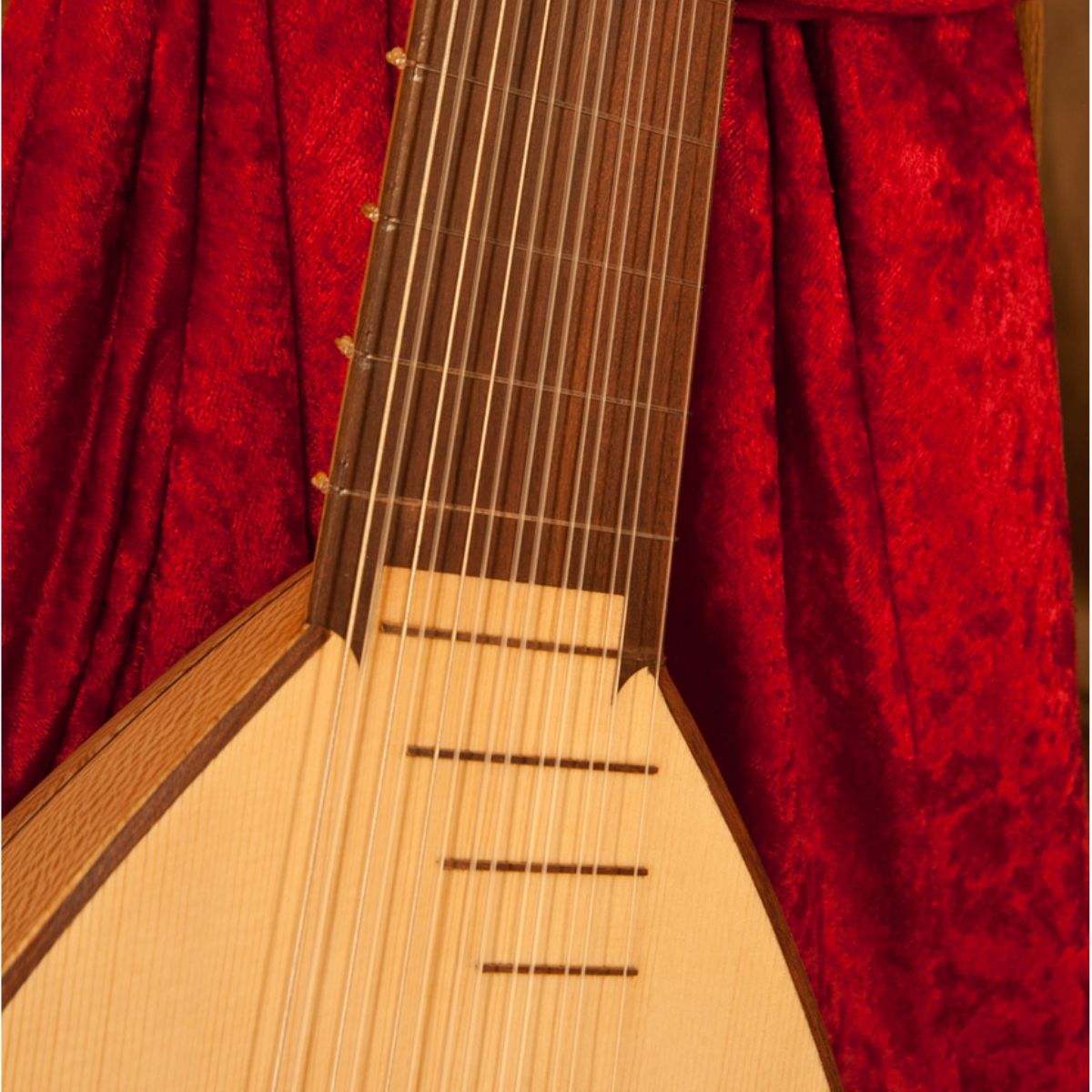 Roosebeck 7-Course Descant Lute — Sheesham fretboard view