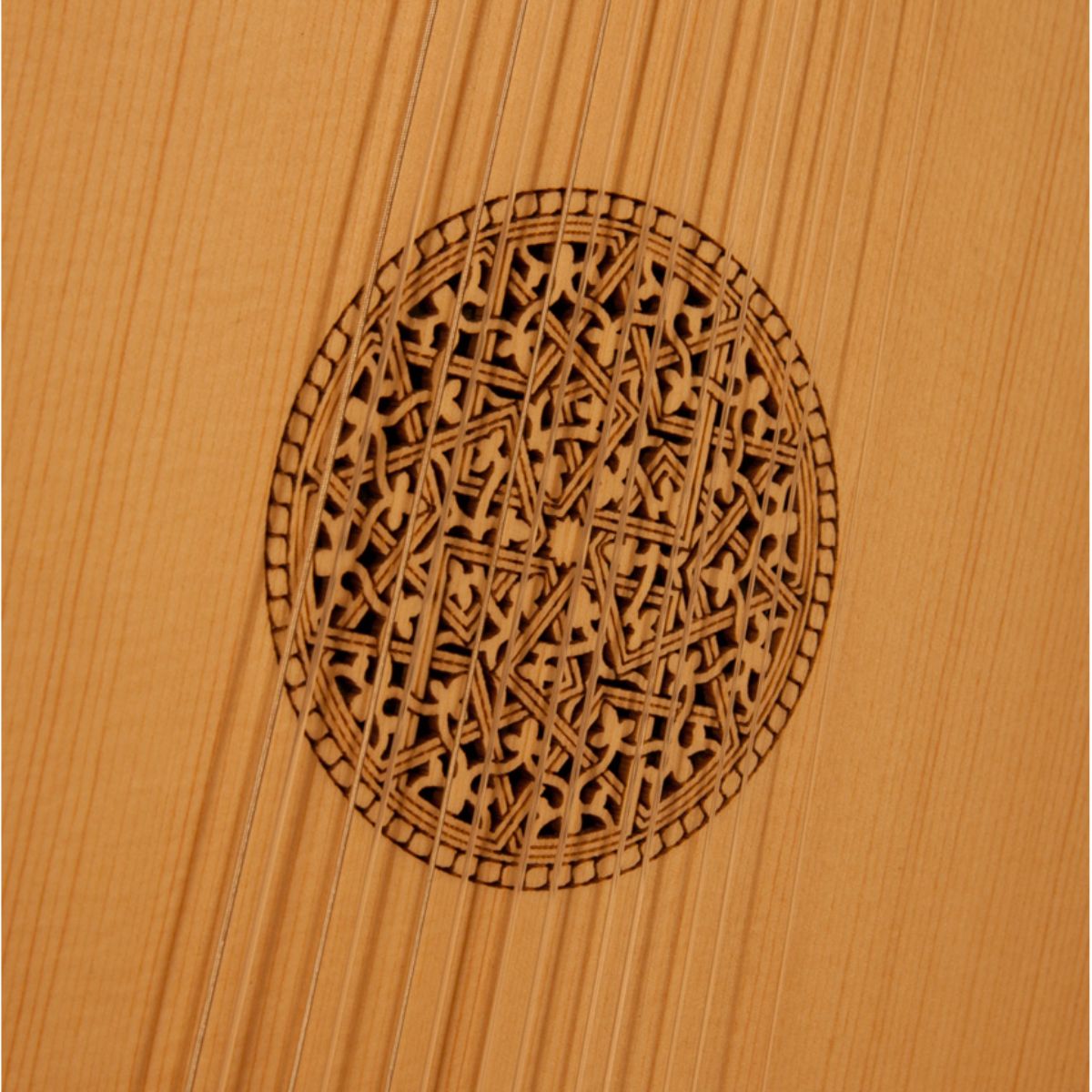 Roosebeck 7-Course Descant Lute — Sheesham rosette view