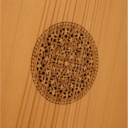 Roosebeck 7-Course Descant Lute — Sheesham rosette view