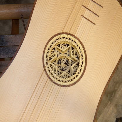 Roosebeck Baroque Guitar 5-Course, close-up of the carved rosette